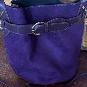 Purple Faux Suede Shoulder Bag
